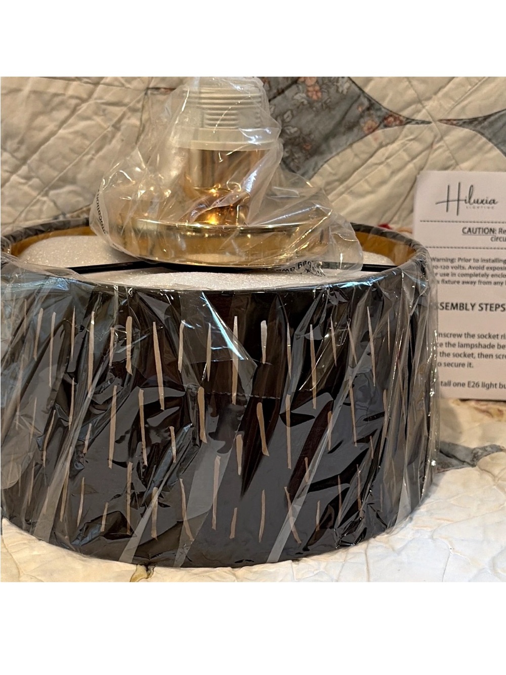 New Hiluxia 10" Semi Flush Ceiling Light Black CutOut w/champagne gold interior
